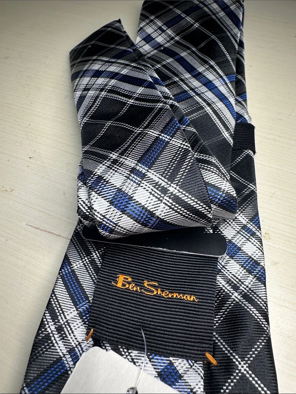 Ben Sherman New silk Navy and Blue Plaid Men's Tie